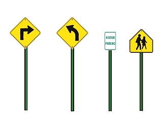 现代交通路标指示牌SU模型下载，<em>交通道路指示牌</em>草图...