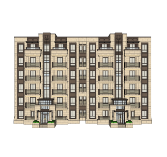 欧式公寓草图大师模型，公寓su模型下载