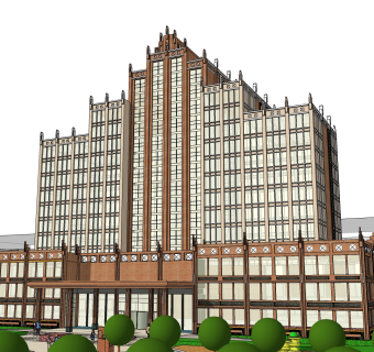 现代办公楼草图大师模型，办公楼sketchup模型免费下载