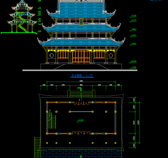 寺庙古建筑CAD施工图，寺庙CAD建筑图纸下载