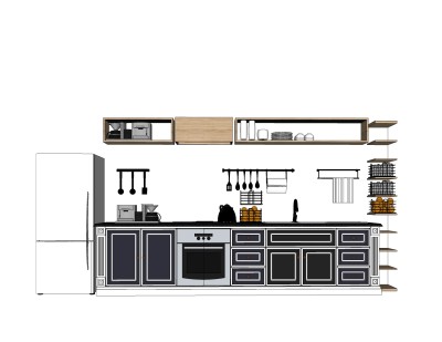 简欧橱柜草图大师模型，厨房柜sketchup模型下载