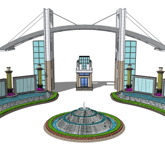 现代岗亭SU模型，岗亭SKB文件下载