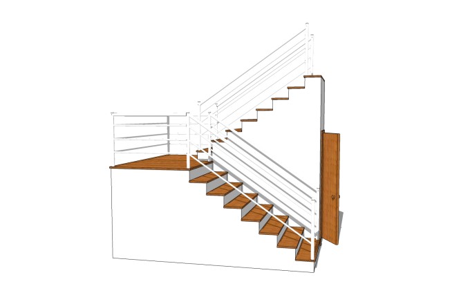 现代双跑平行楼梯草图大师模型，双跑平行楼梯sketchup模型免费下载