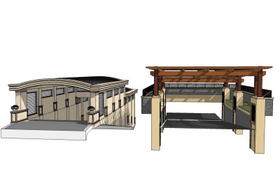 现代地下车库入口草图大师模型，车库入口sketchup模型下载