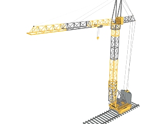 现代大型工用塔吊起重机草图大师模型，工业器材skp模型下载