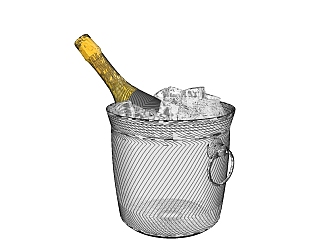现代冰块酒瓶sketchup模型，<em>餐具</em>草图大师模型下载