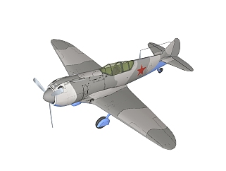 现代<em>苏联</em>拉-5战斗机草图大师模型，战斗机su模型下载