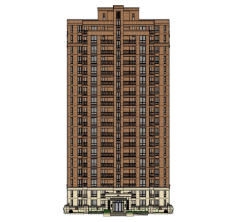 新古典高层公寓楼su模型下载，公寓楼草图大师模型