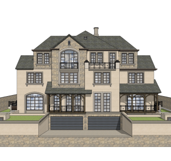 欧式连排别墅草图大师模型，别墅sketchup模型免费下载
