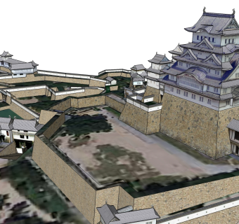 日本古建姫路城草图大师模型下载、古建筑姬路城su模型下载