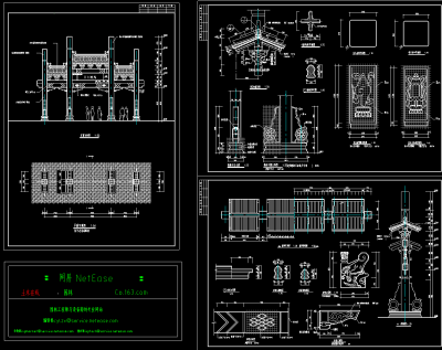 牌楼建筑施工图，牌楼CAD建筑图纸下载