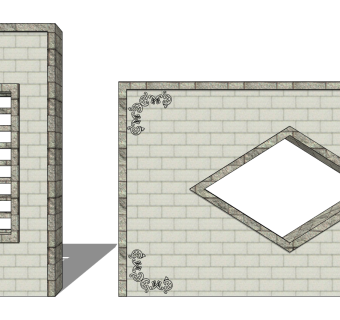 现代景观墙SU模型下载，景观墙skb模型分享