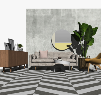 北欧布艺沙发组合su模型 ，北欧布艺沙发组合skp模型下载