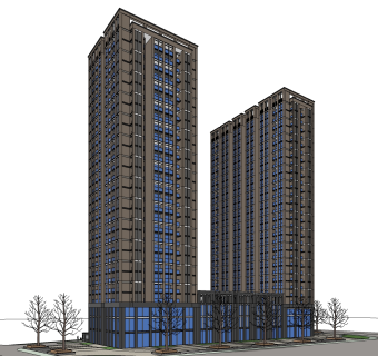 现代高层办公楼草图大师模型，高层办公楼sketchup模型免费下载