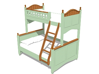 儿童高低<em>床铺</em>草图大师模型，儿童床SU模型下载