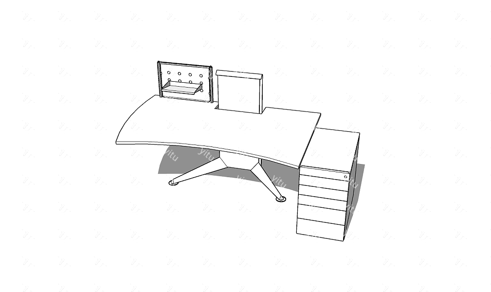 現代辦公桌草圖大師模型辦公桌sketchup模型下載