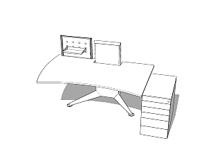  现代 办公桌草图大师模型，办公桌sketchup模型下载