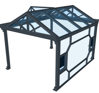 带百叶阳光房sketchup模型下载