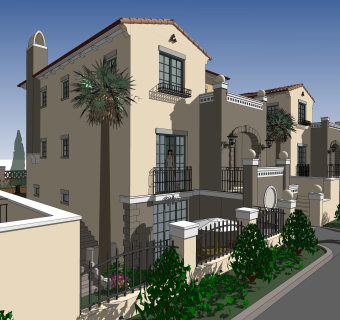 欧式别墅su模型下载、欧式别墅草图大师模型下载