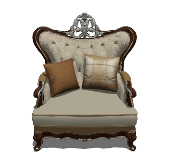 欧式单人沙发免费草图大师模型，单人沙发skb文件下载