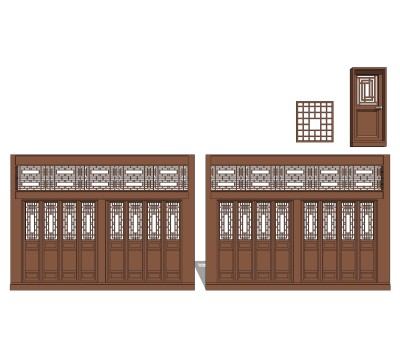 现代中式门草图大师模型，中式门SU模型下载