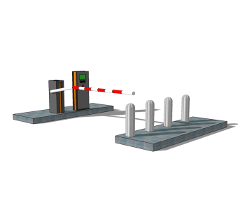 现代车行道闸SU模型，车行道闸SKP模型下载