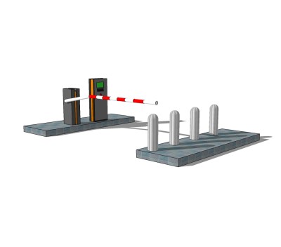 现代车行道闸SU模型，车行道闸SKP模型下载