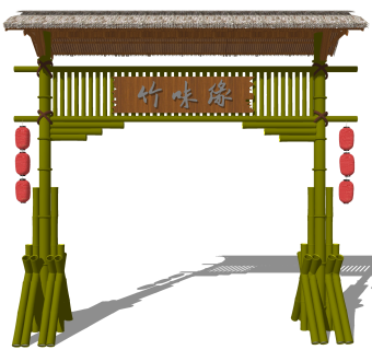 新中式入口大门su模型，入口大门skb文件下载