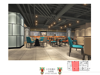 时尚特色港式餐厅设计施工图，餐厅cad施工图纸下载