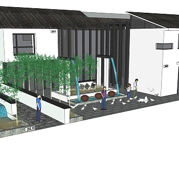 新中式休闲建筑会所模型，sketchup模型免费下载