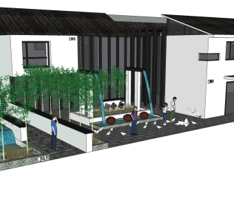 新中式休闲建筑会所模型，sketchup模型免费下载