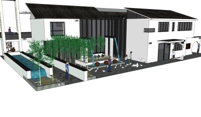 新中式休闲建筑会所模型，sketchup模型免费下载