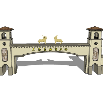 欧式入口大门sketchup模型下载，入口大门skb模型分享