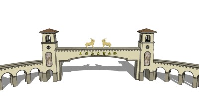 欧式入口大门sketchup模型下载，入口大门skb模型分享