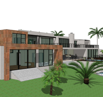 现代度假别墅草图大师模型，sketchup别墅su模型下载