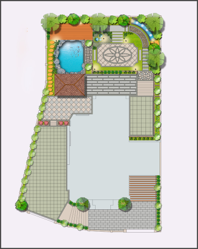 别墅庭院设计彩平图