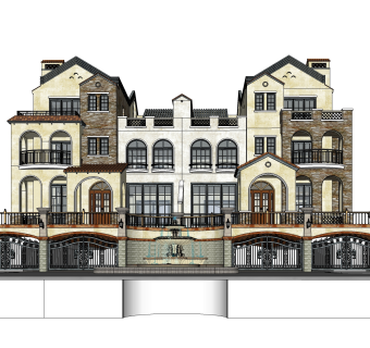 欧式别墅外观草图大师模型，SU模型免费下载