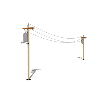 现代电线杆草图大师模型，电线杆su模型免费下载