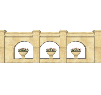 欧式景观墙SU模型下载，景观墙skb模型分享