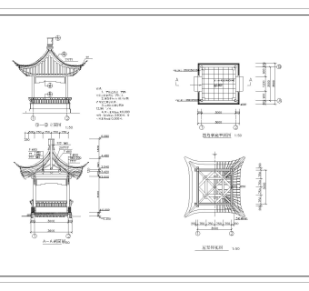 古建四角亭施工详图免费下载