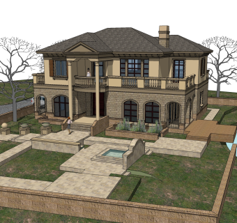 欧式别墅su模型，别墅skb文件下载