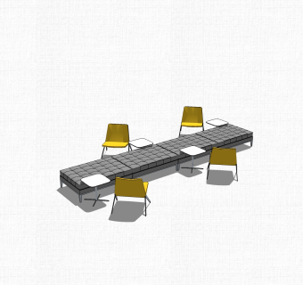 现代简约办公沙发草图大师模型，办公沙发skp模型下载