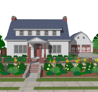 美式别墅草图大师模型，别墅SKB文件下载