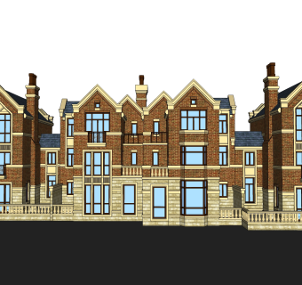 欧式别墅外观草图大师模型，SU模型免费下载