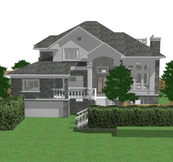 美式别墅草图大师模型，别墅SU模型下载