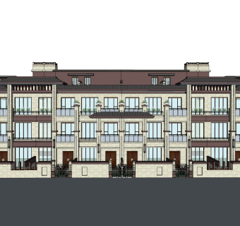 中式别墅草图大师模型，别墅sketchup模型