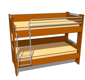 现代上下儿童床草图大师模型，儿童床sketchup模型下载