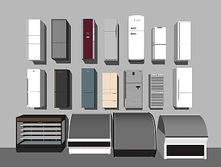 现代冰箱冰柜组合草图大师模型，冰箱skp<em>文件</em>下载