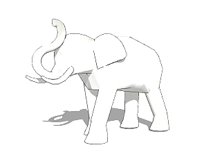  现代大象雕像草图大师模型，雕像sketchup模型下载