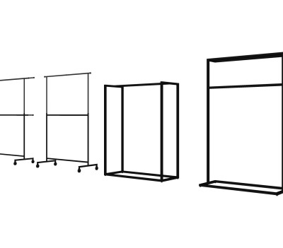 现代铁艺落地衣架草图大师模型,服装店衣架su模型下载